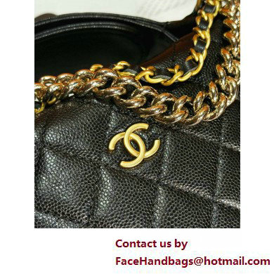 Chanel Grained Shiny Calfskin  &  Gold-Tone Metal Pouch Bag AP3943 Black 2025